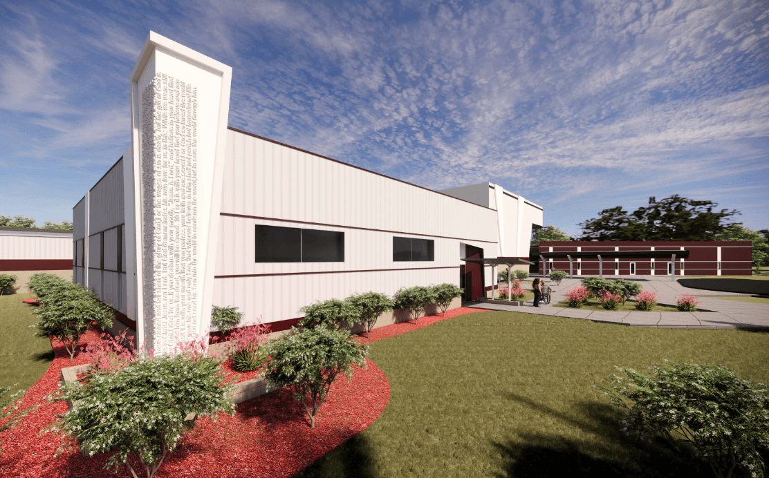 Rendering of The Rock Church admin building.