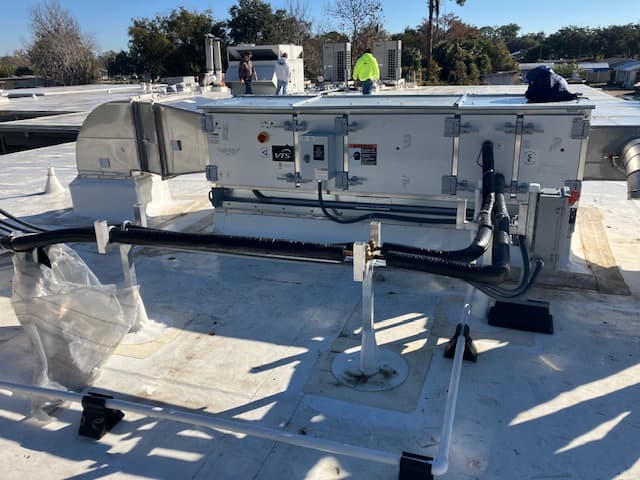 Rooftop HVAC equipment serving the FWC Eustis Fisheries Lab renovation.